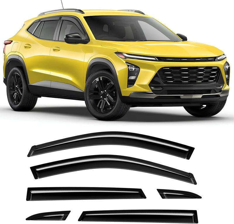 ISINLASSO حراس المطر اللاصق متوافق مع شيفروليه تراك MK2 2023+ أسود متين للغاية مقاوم للكسر، واقيات نوافذ جانبية، مظلات نوافذ تهوية، واقيات هواء - 6 قطع - Image 1